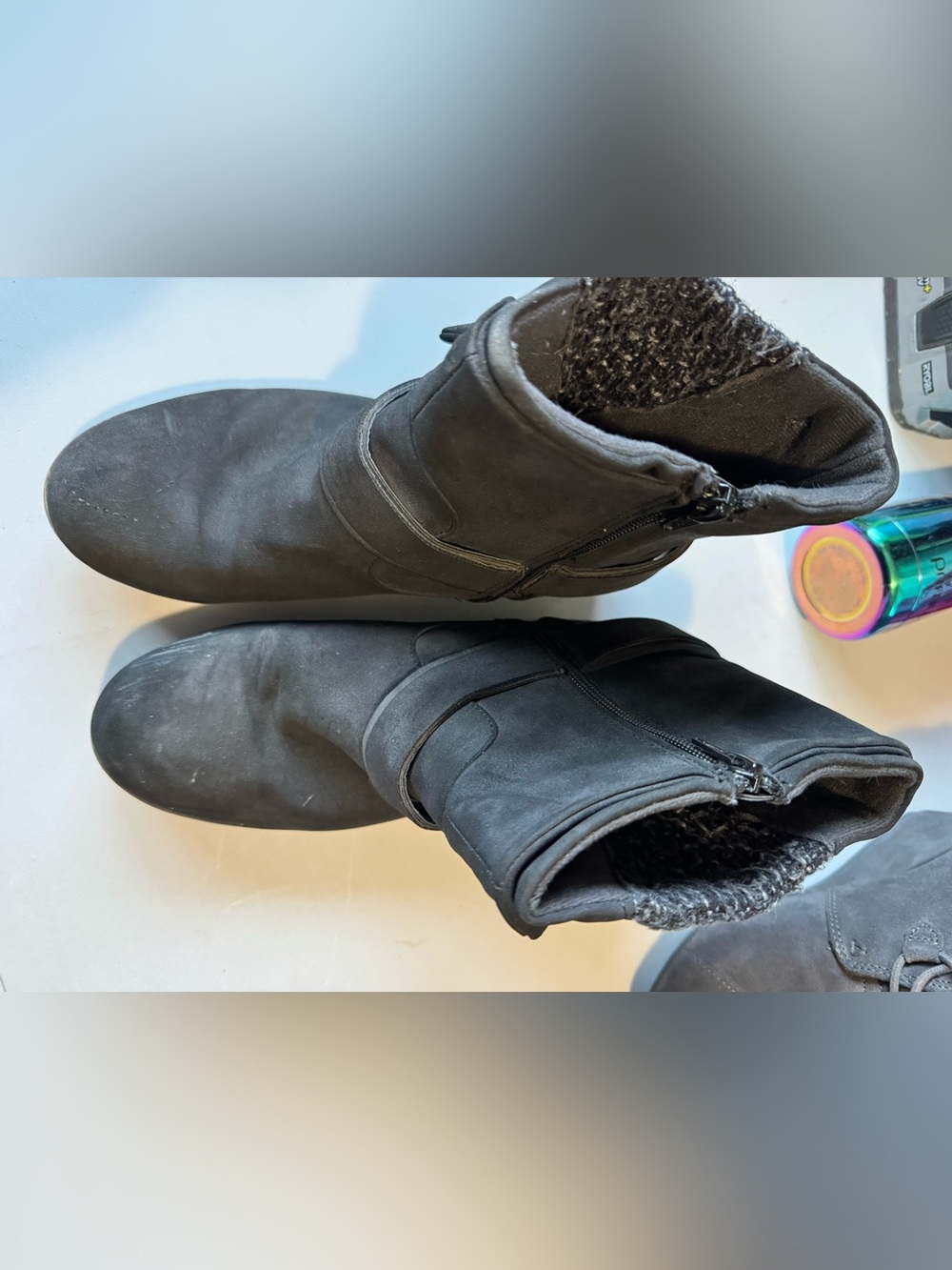 Women's Black Faux-Suede Ankle Booties with Plush Lining